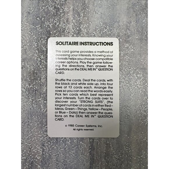 Deal Me In Career Systems Inc Career Path Card Game Playing Cards Set 1985 - Picture 5 of 12